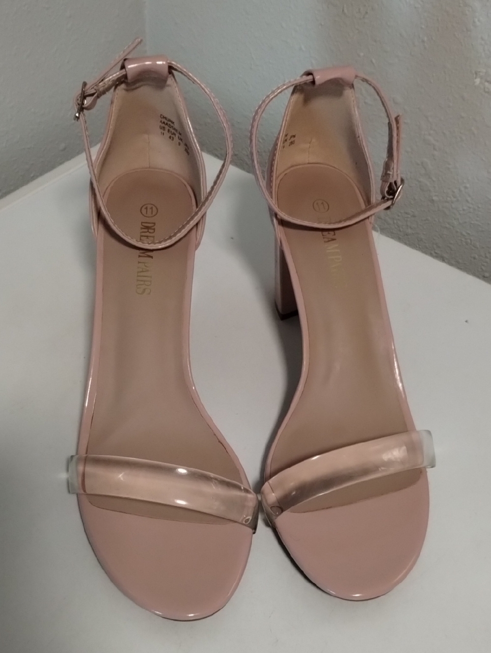 Dream Pairs Blush Pink Ankle Strap Block Heel Sandals